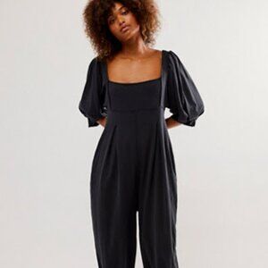 Free People Lotta Love Romper, M, Black